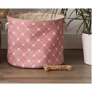 $8 WHEN BUNDLED 12" x 15" Round Fabric Paw Print Medium Pet Toy Bin NEW WITH TAG